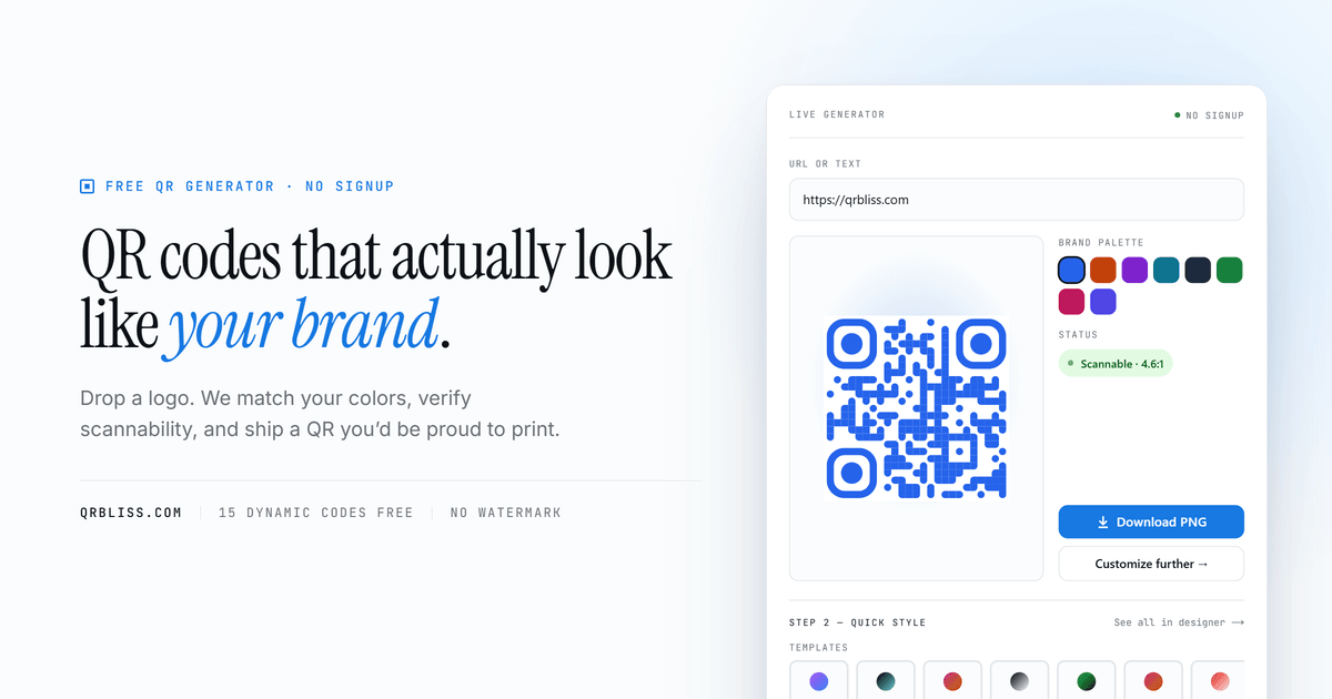 QRBliss - Free QR code generator that creates brand-safe, scannable designs